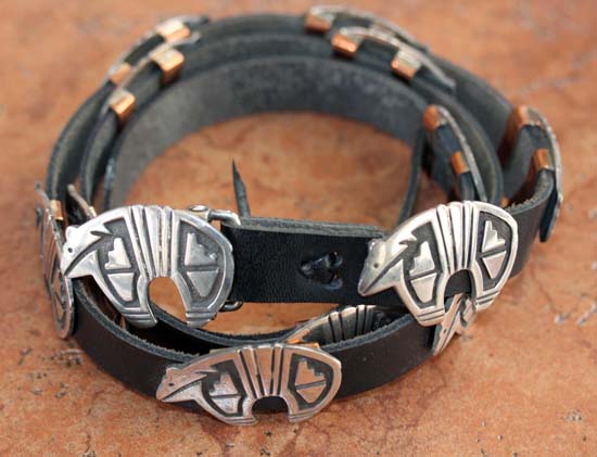 Navajo Leather Sterling Silver Concho Belt