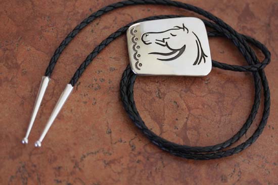 Navajo Sterling Silver Horse Bolo Tie