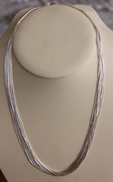 Beaded Liquid Silver 30 Strand Necklace