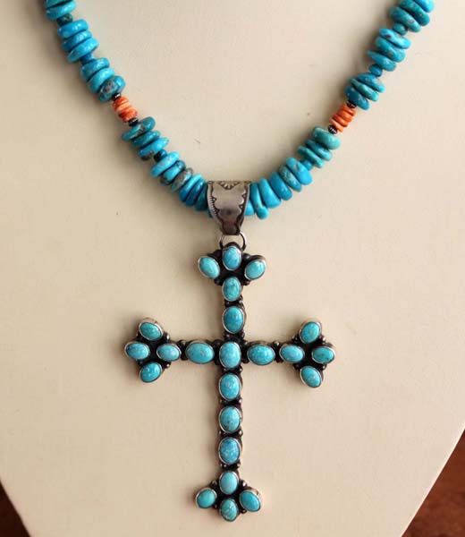 Navajo Turquoise Necklace w/Cross Pendant