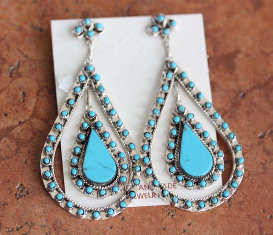 Zuni Silver Turquoise Earrings