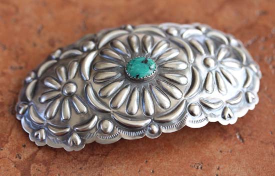 Navajo Silver Turquoise Hair Barrette