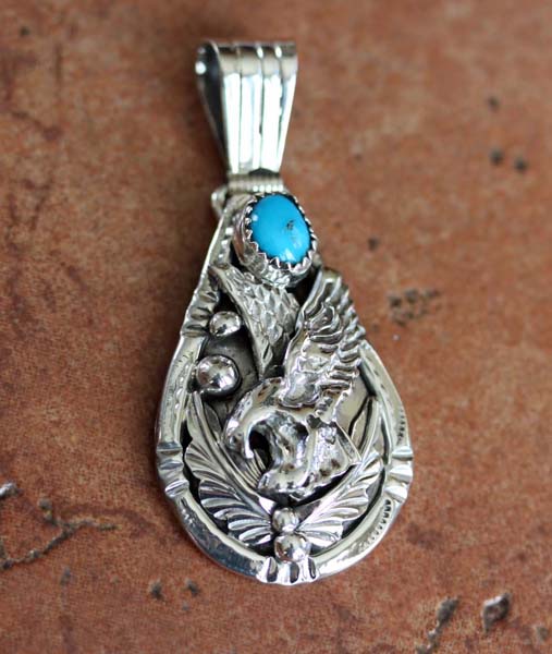 Navajo Turquoise 3D Eagle Pendant