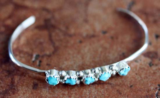 Navajo Sterling Silver Turquoise Children's Bracelet