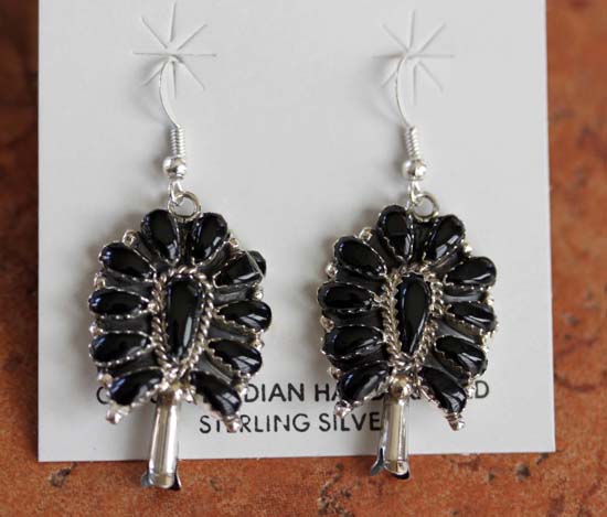 Navajo Sterling Onyx Cluster Earrings