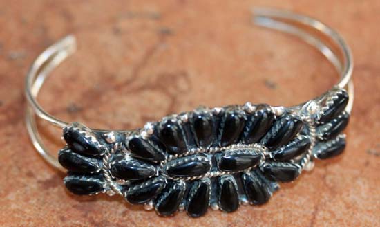 Navajo Silver Onyx Cluster Bracelet