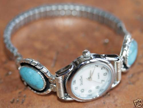 Navajo Turquoise Ladies Watch by James Toadelena