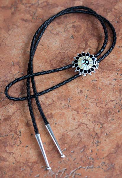 Zuni Multi_Stone Sunface Bolo Tie