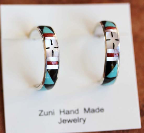 Zuni Silver Multi_Stone Earrings