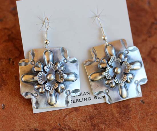 Navajo Sterling Silver Cross Earrings