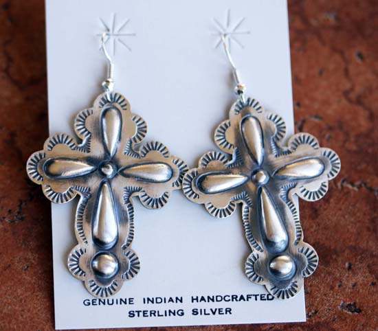 Navajo Sterling Silver Cross Earrings