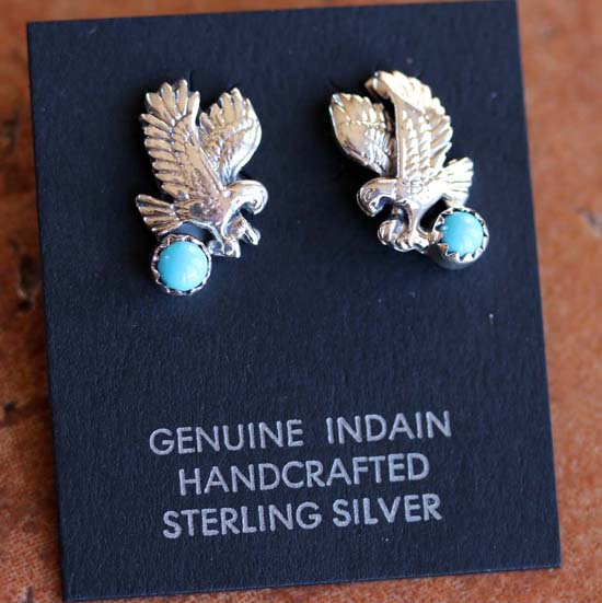 Navajo Sterling Silver Turquoise Eagle Earrings