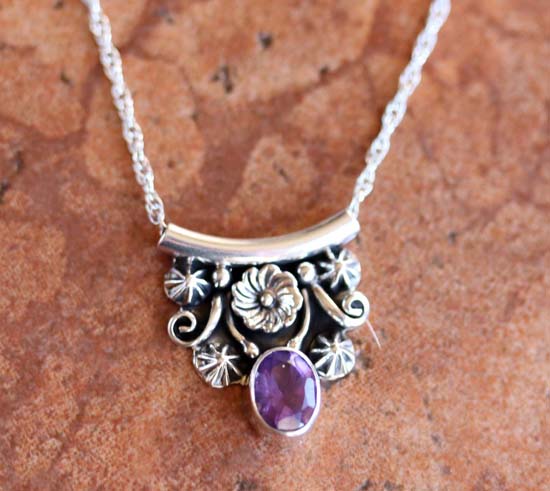 Navajo Silver Amethyst Necklace