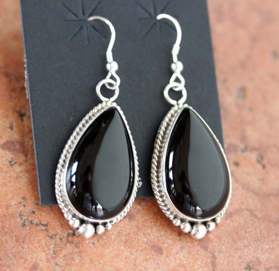 Navajo Silver Onyx Earrings