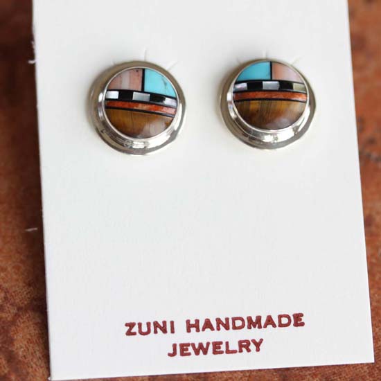 Zuni Sterling Silver Multi_Stone Earrings