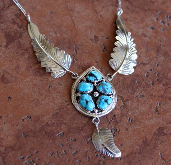 Navajo Silver Turquoise Necklace