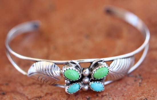 Navajo Silver Multi_Stone Butterfly Bracelet