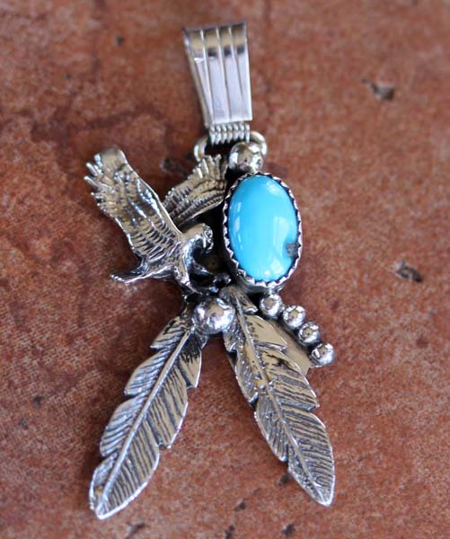 Navajo Turquoise 3D Eagle Pendant