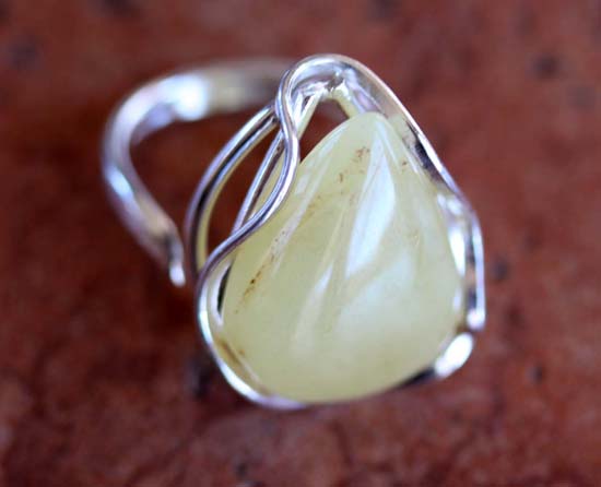 Sterling Silver Baltic Amber Ring Size 8