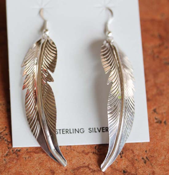 Navajo Silver Feather Earrings