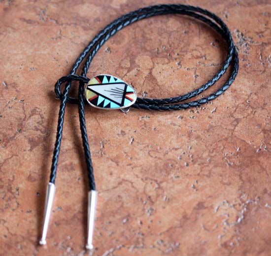 Zuni Silver Multi_Stone Bolo Tie