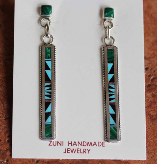 Zuni Silver Multi_Stone Earrings