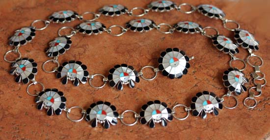 Zuni Sterling Silver Sunface Concho Belt