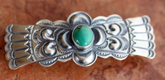 Navajo Silver Turquoise Hair Barrette