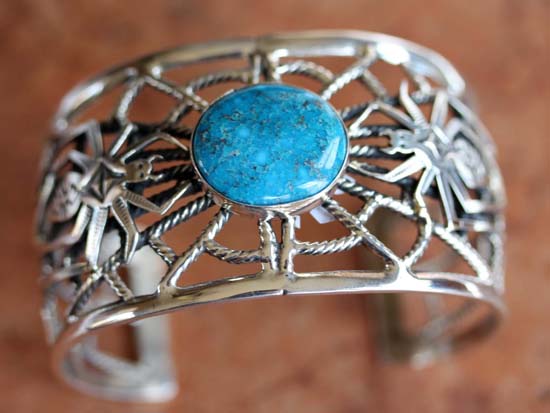 Navajo Silver Turquoise Spider Bracelet