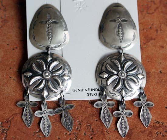 Navajo Large Sterling Silver Earrings