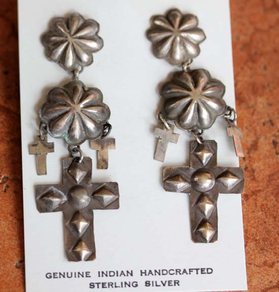 Navajo Sterling Silver Cross Earrings