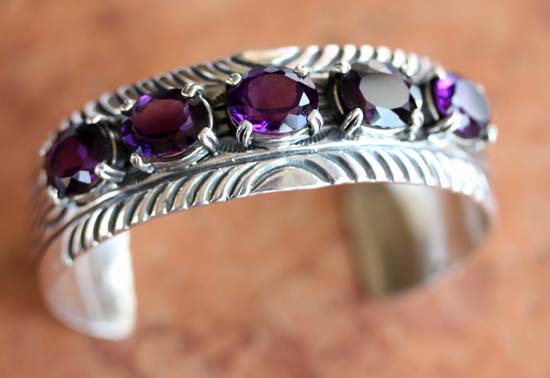 Navajo Silver Amethyst Bracelet