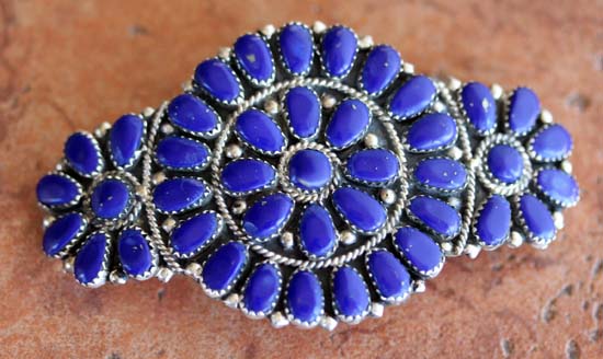 Navajo Lapis Cluster Barrette by J Williams