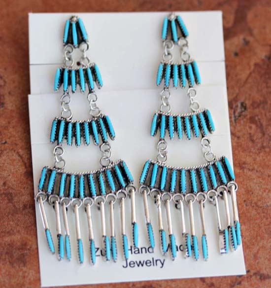 Zuni Silver Turquoise Earrings