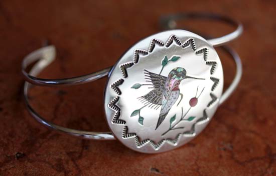 Navajo Sterling Multi_Stone Hummingbird Bracelet