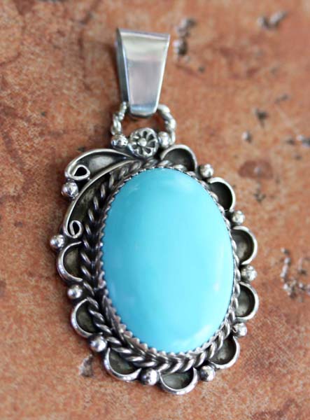 Navajo Silver Turquoise Pendant