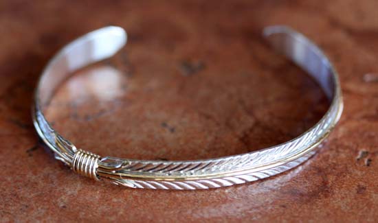 Navajo Sterling Silver Feather Bracelet