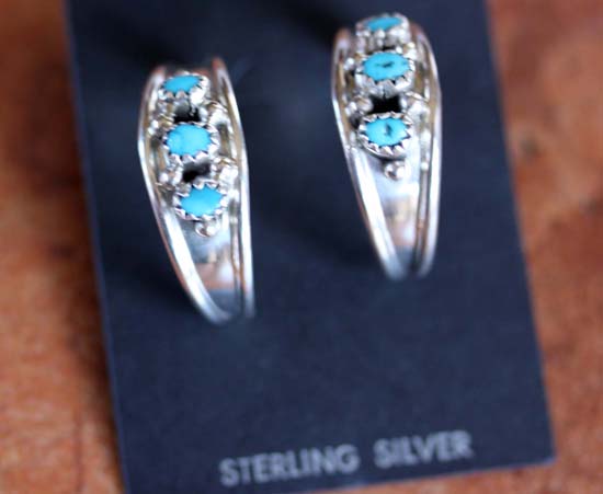 Navajo Silver Turquoise Earrings