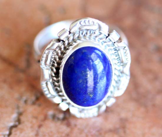 Navajo Silver Lapis Ring Size 6 1/2