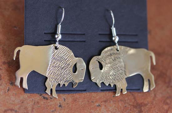 Navajo Silver Buffalo Earrings by Virgil Reader