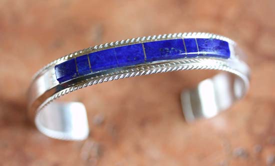 Navajo Silver Lapis Bracelet by F Yazzie