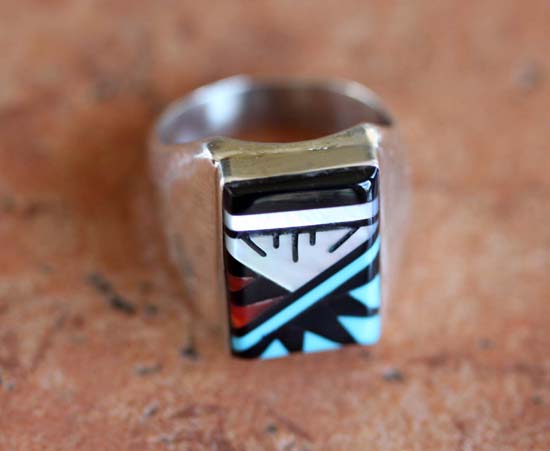 Zuni Silver Multi_Stone Ring Size 10