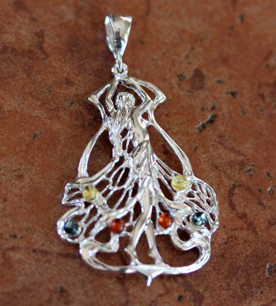 Sterling Silver Baltic Amber Dancer Pendant