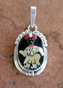 Zuni Raised Inlay Silver Pendant Abeita Calavaza