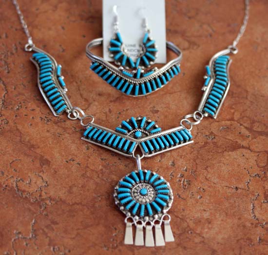 Zuni Turquoise Necklace/Earrings/Bracelet Set