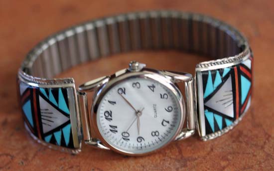 Zuni Multi_Stone Inlay Men's Watch