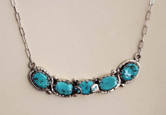 Zuni Turquoise Necklace By E Calavaza