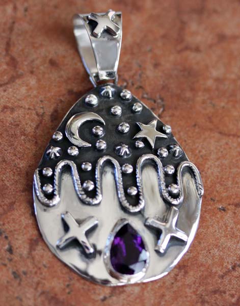 Navajo Silver Amethyst Pendant