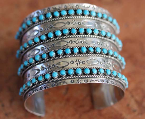 Zuni Silver Turquoise Bracelet by JP Ukestine