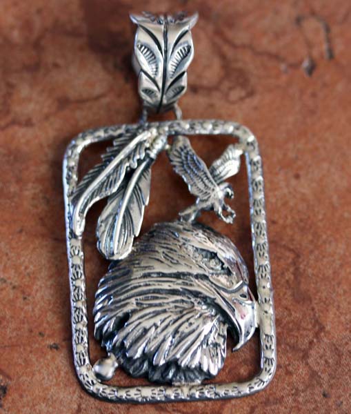 Navajo Silver 3D Eagle Pendant